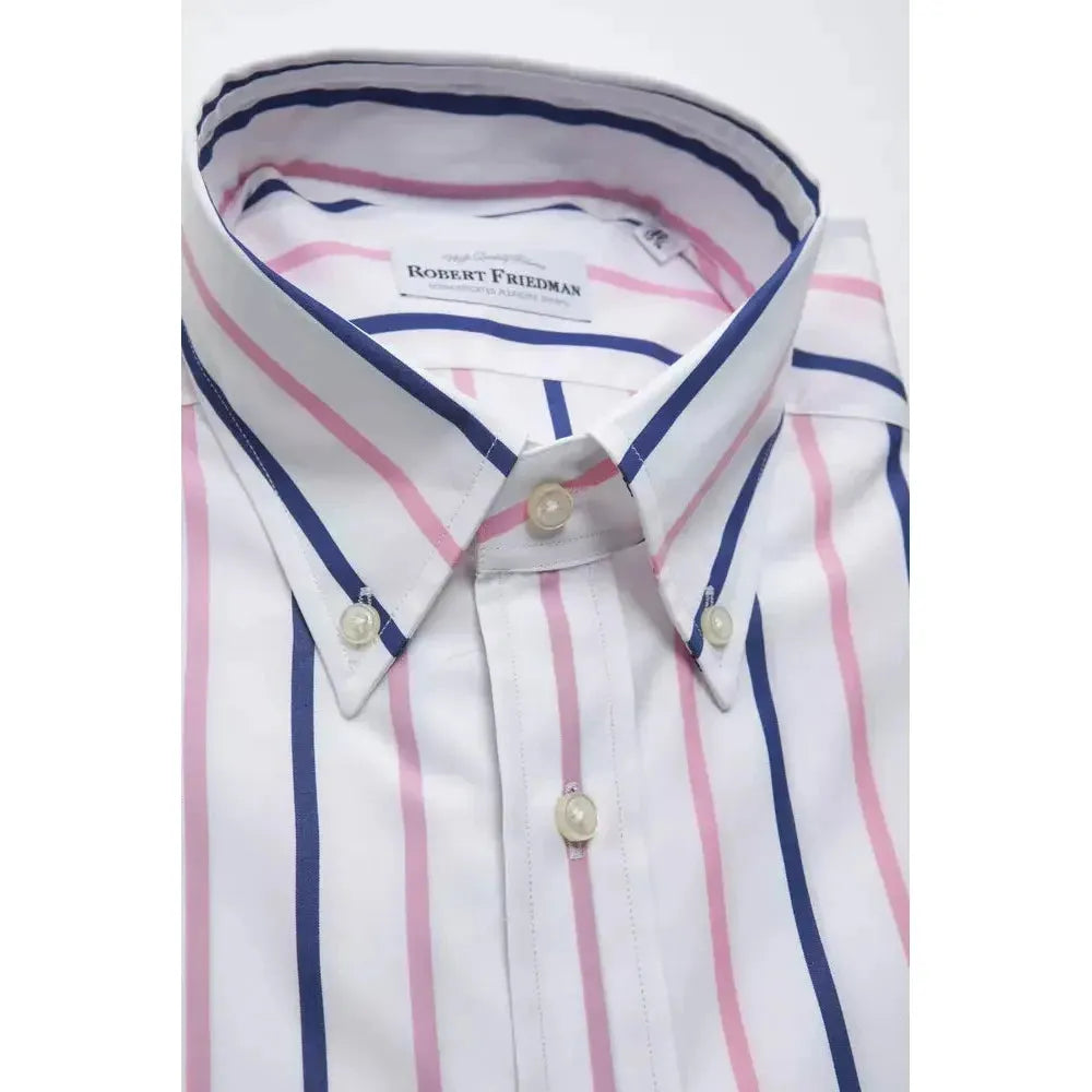 Robert Friedman White Cotton Men Shirt RO-20445-XL
