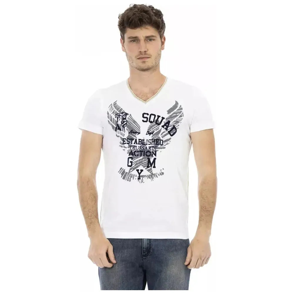 Trussardi Action White Cotton Men T-Shirt TR-22746-XXL