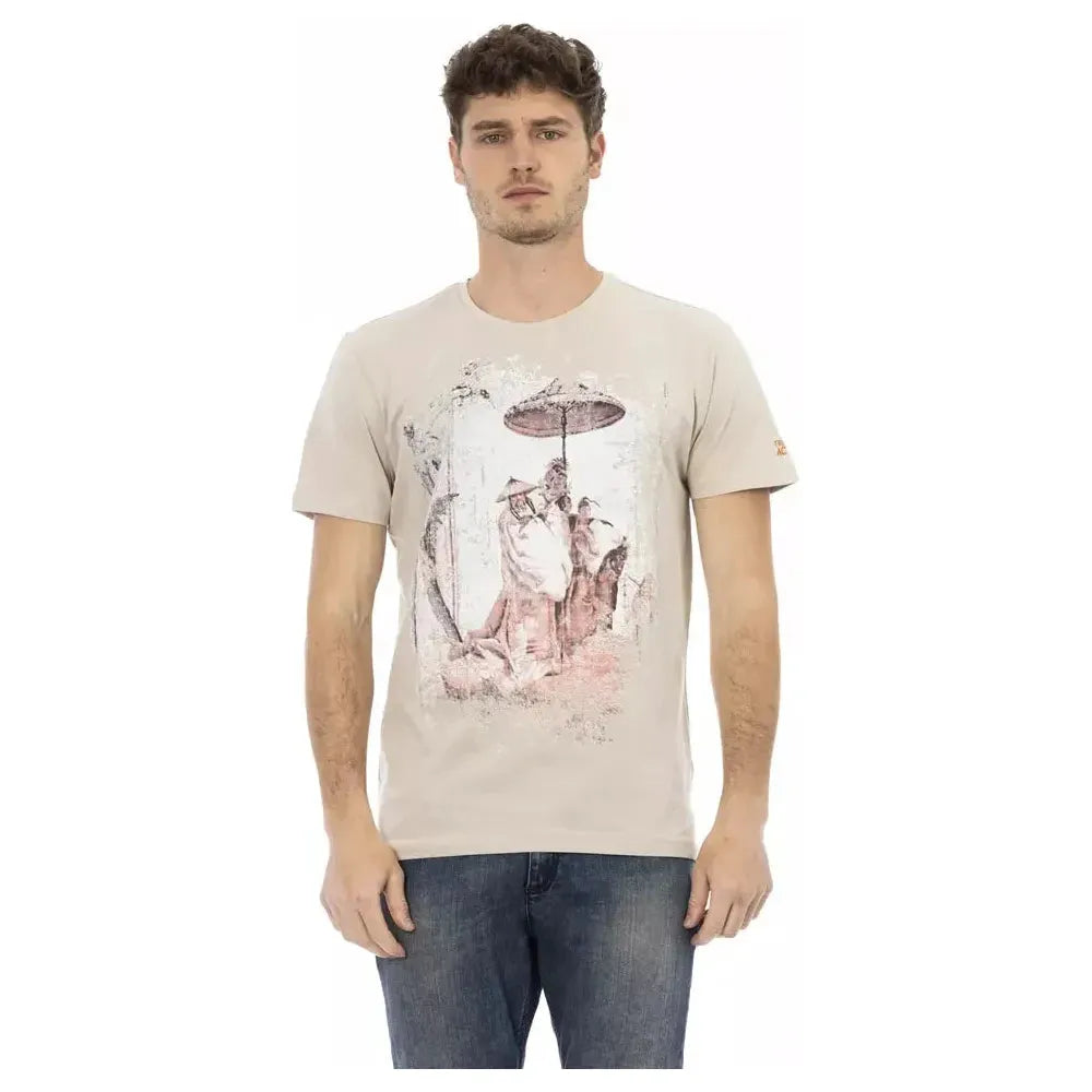 Trussardi Action Beige Cotton Men T-Shirt TR-22709-M