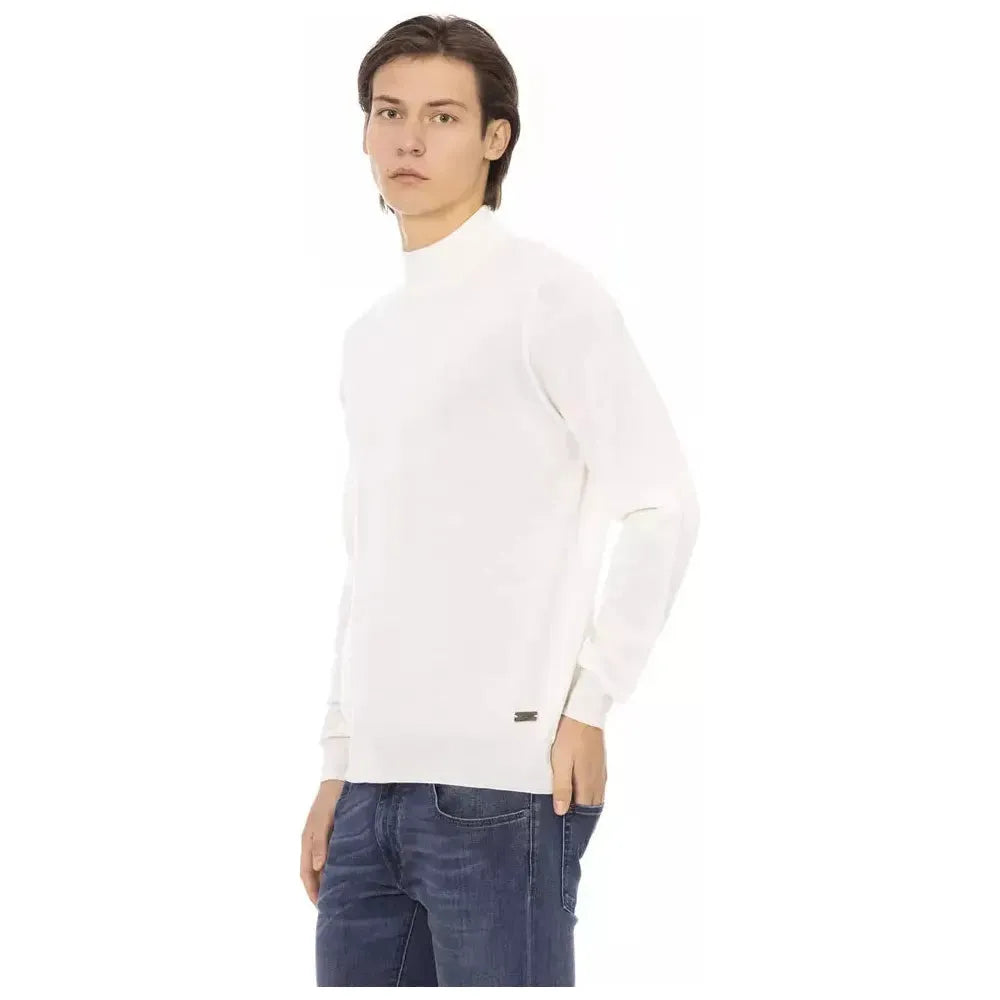 Baldinini Trend White Fabric Men Turtleneck Sweater BA-22427-S