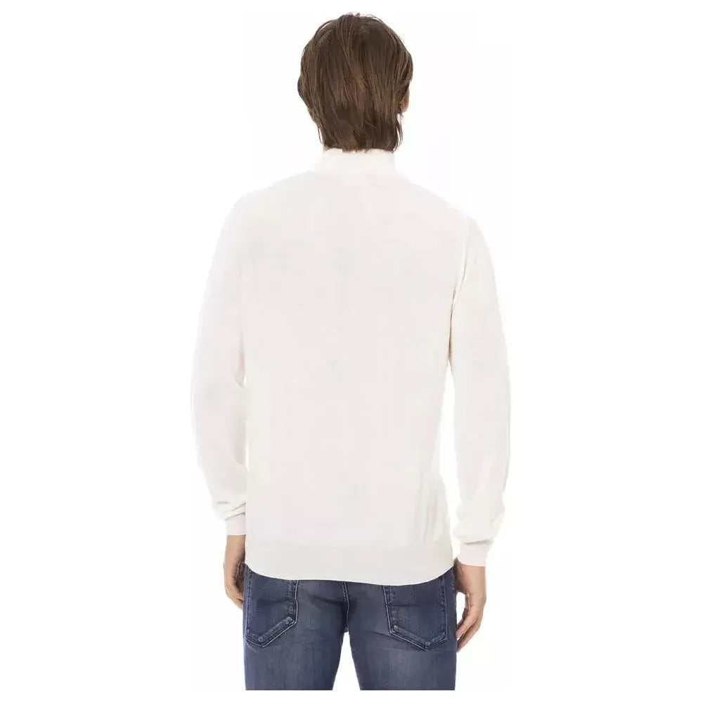 Baldinini Trend White Fabric Men Turtleneck Sweater BA-22427-S