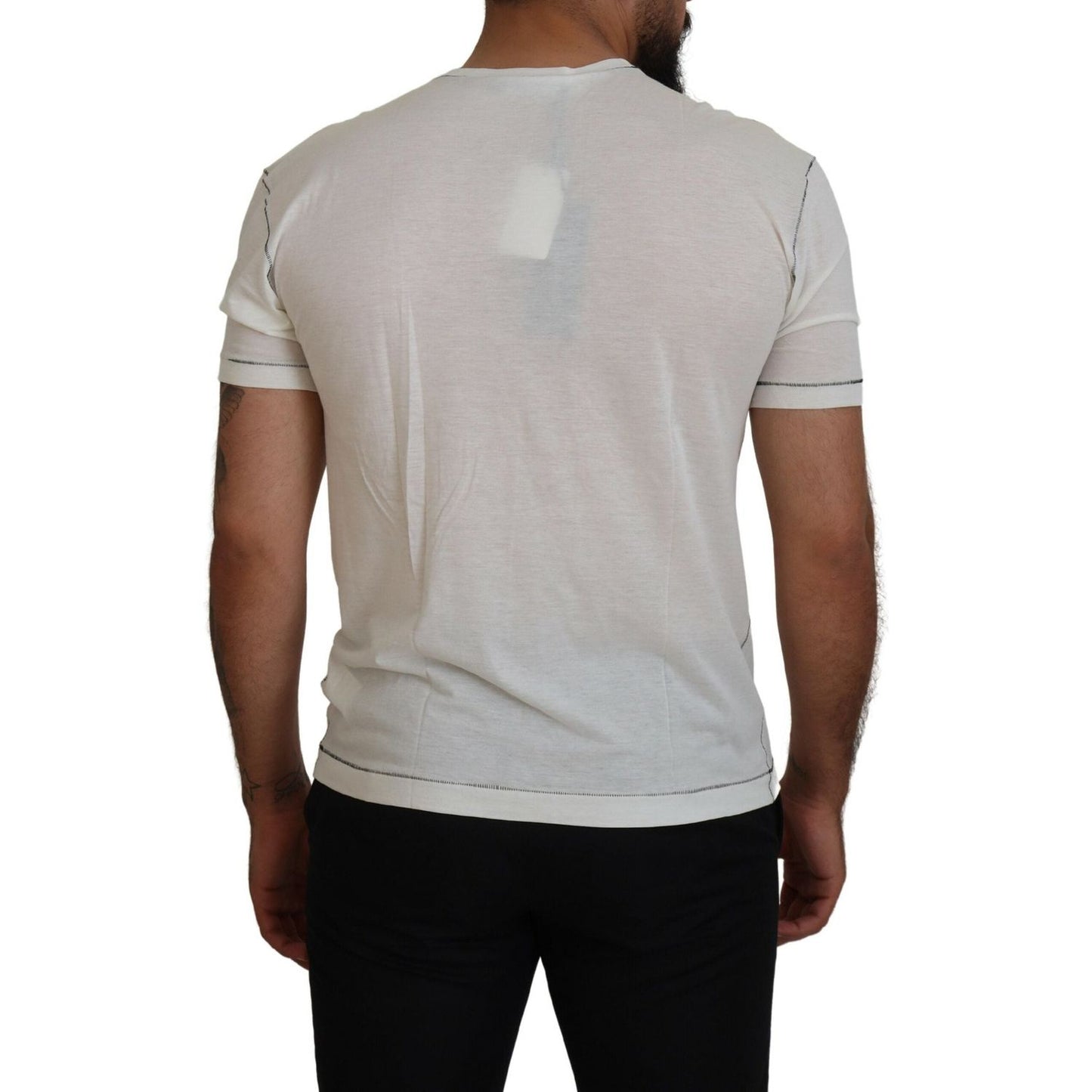 Dolce & Gabbana White Printed Short Sleeves Men T-shirt TSH83620 - 44