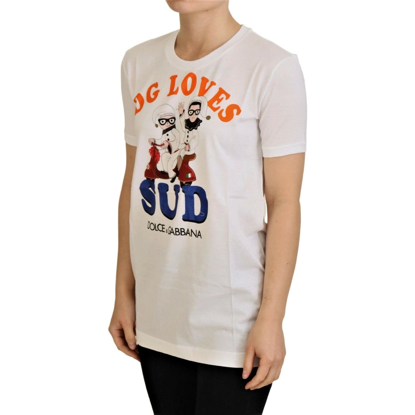 Dolce & Gabbana White Cotton DG Loves SUD T-shirt TSH8086- 36