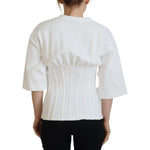 Dolce & Gabbana White Corset Stretch Cotton Top T-shirt TSH83230- 42