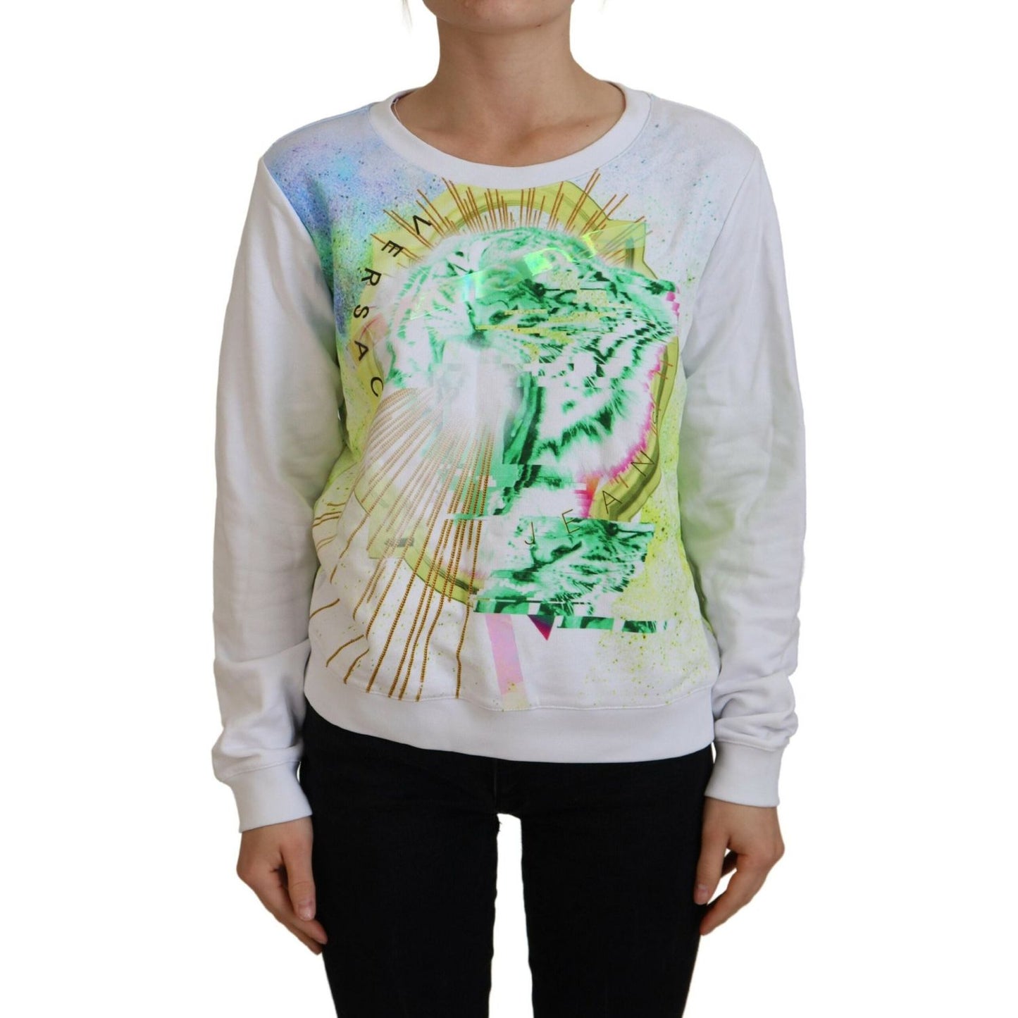 Versace Jeans White Graphic Print Long Sleeves Sweater TSH83834- 38