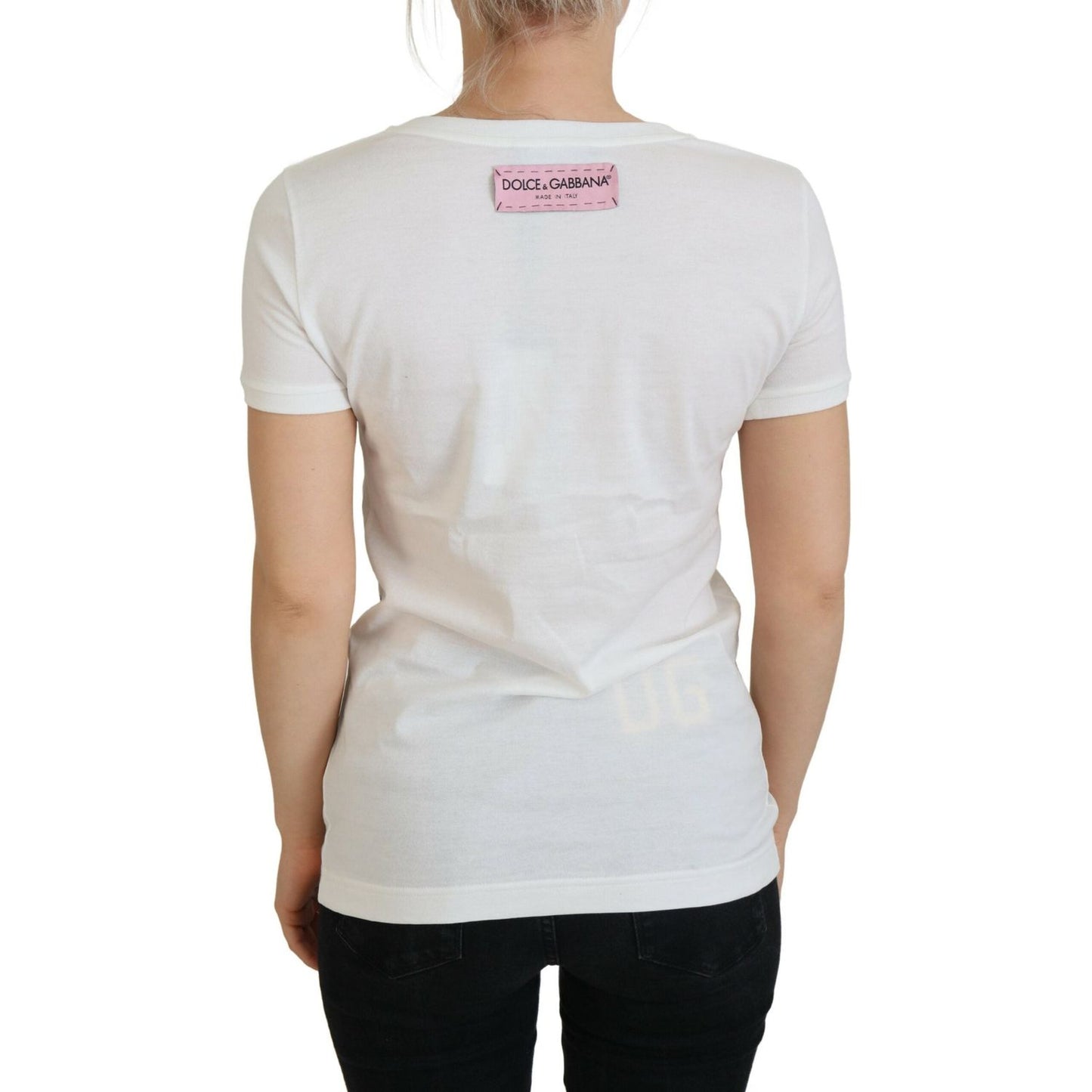 Dolce & Gabbana White Rose DGLogo Printed Short Sleeves Top TSH83151 -36