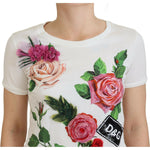 Dolce & Gabbana White Rose DGLogo Printed Short Sleeves Top TSH83151 -36