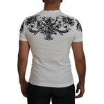 Dolce & Gabbana White DG Crown Floral Crewneck Men T-shirt TSH83989-44