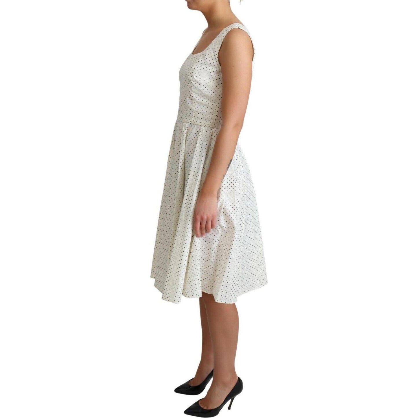 Dolce & Gabbana White Polka Dotted Cotton A-Line Dress DR2753- 42