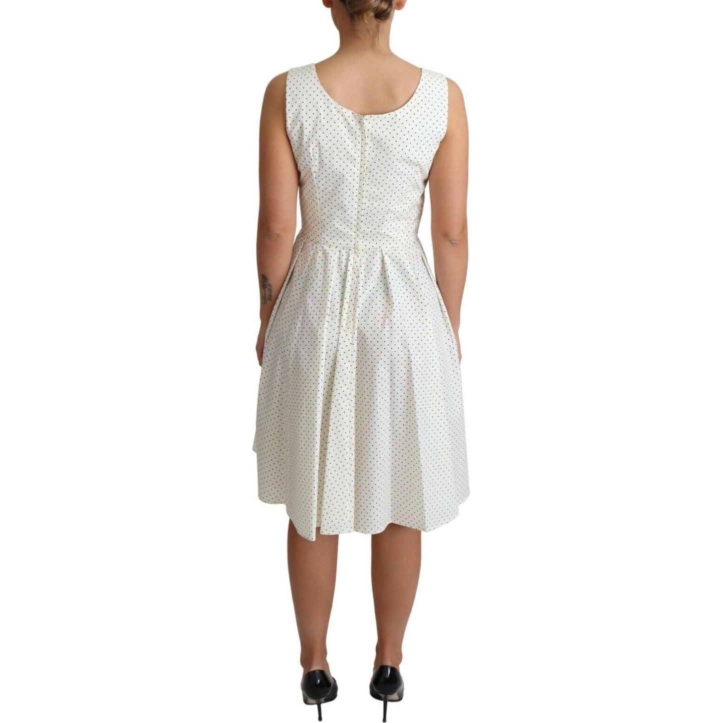 Dolce & Gabbana White Polka Dotted Cotton A-Line Dress DR2753- 42