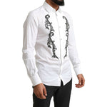 Dolce & Gabbana White Tuxedo Slim Fit Baroque Shirt TSH84093- 38