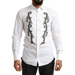 Dolce & Gabbana White Tuxedo Slim Fit Baroque Shirt TSH84093- 38