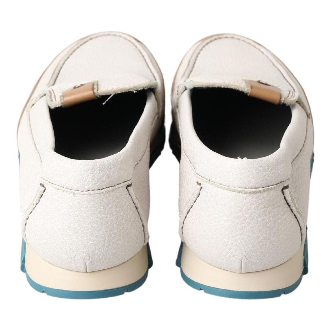 Dolce & Gabbana White Leather Loafers Moccasins Shoes MV5023- 41.5