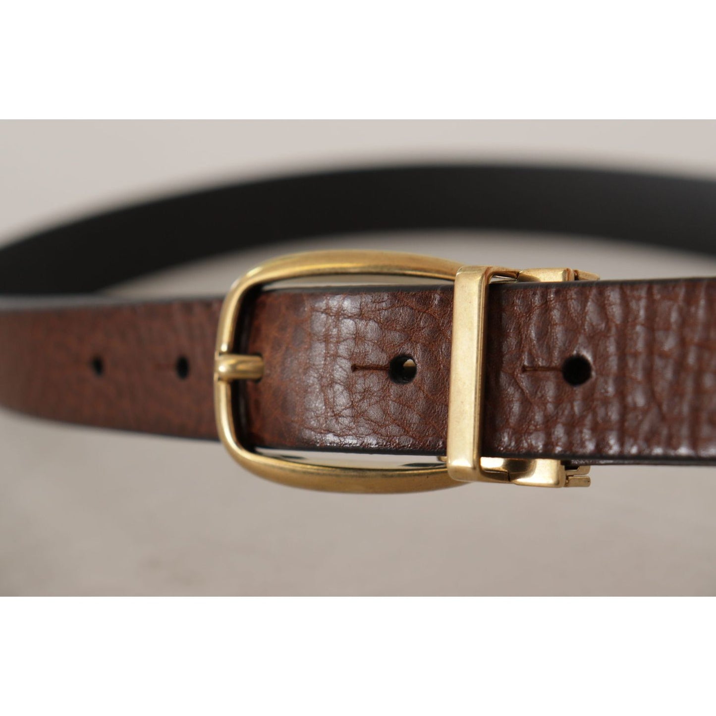 Dolce & Gabbana Brown Leather Classic Vintage Metal Buckle Belt BEL8603-80