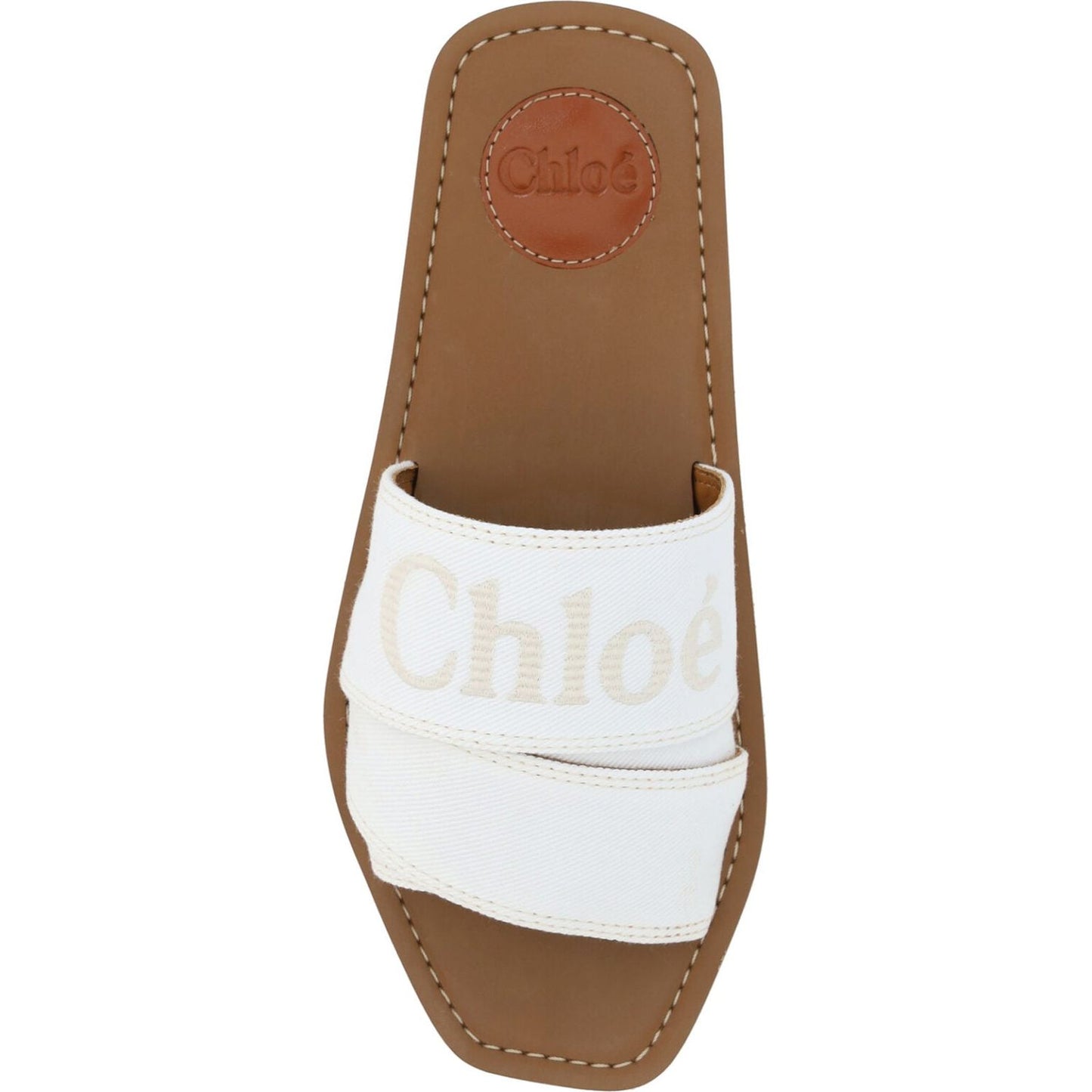 Chloé Elegant White Cotton Slide Sandals 7614027012590
