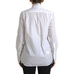 Dolce & Gabbana White Cotton Ascot Collar Long Sleeves Top TSH84084-42