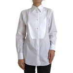 Dolce & Gabbana Cotton Collared Long Sleeves Shirt White TSH84086-46