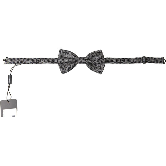 Dolce & Gabbana Black White Pattern Adjustable Neck Papillon Bow Tie