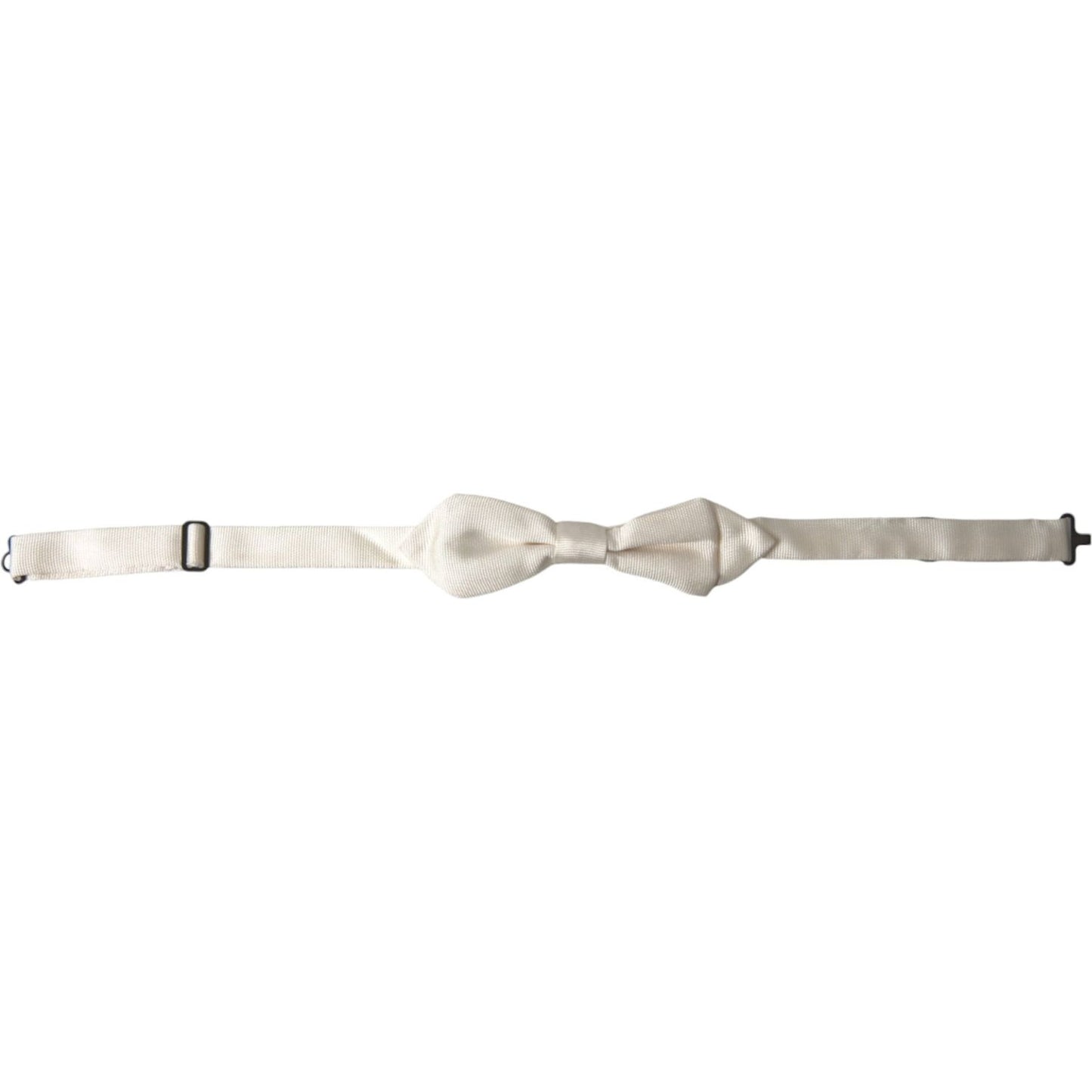 Dolce & Gabbana White Silk Slim Adjustable Neck Papillon Bow Tie FT3779