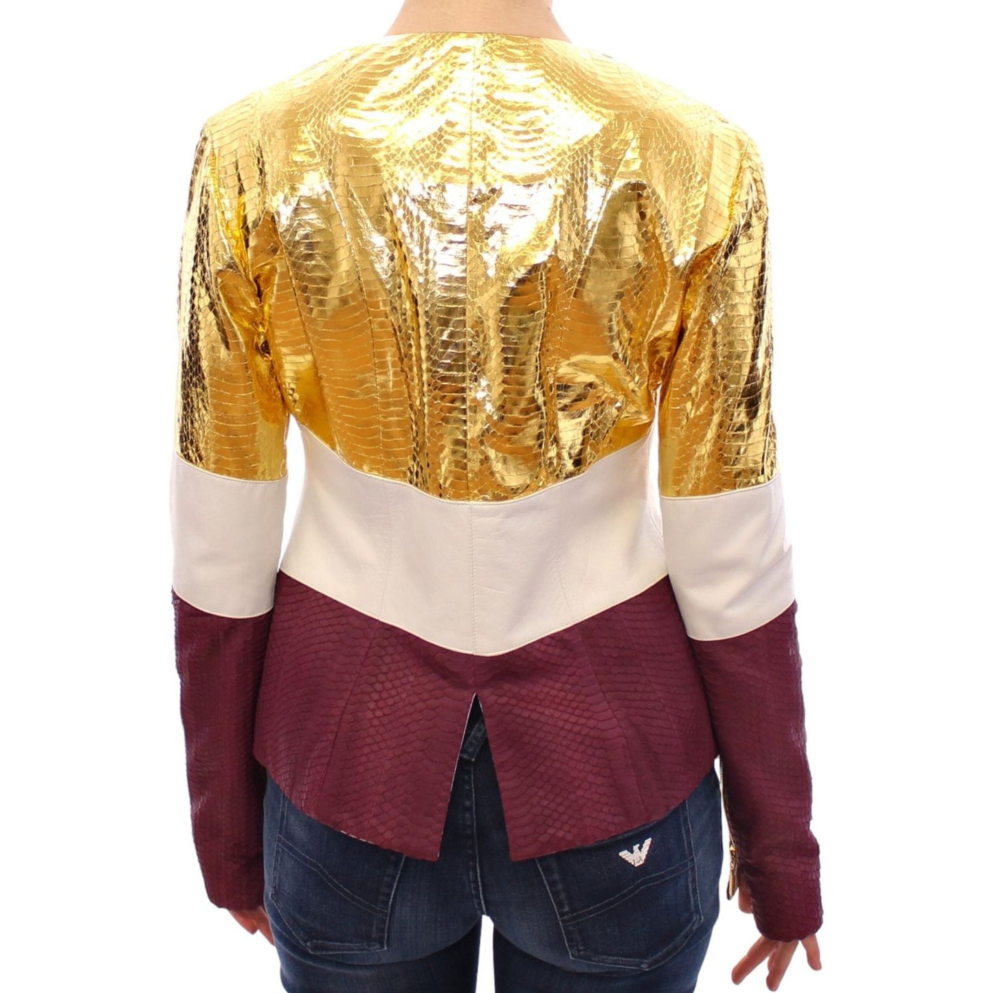 Vladimiro Gioia White Gold Purple Leather Jacket GSS10678-1