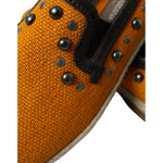 Dolce & Gabbana Orange Linen Leather Studded Loafers Shoes MV5420-43