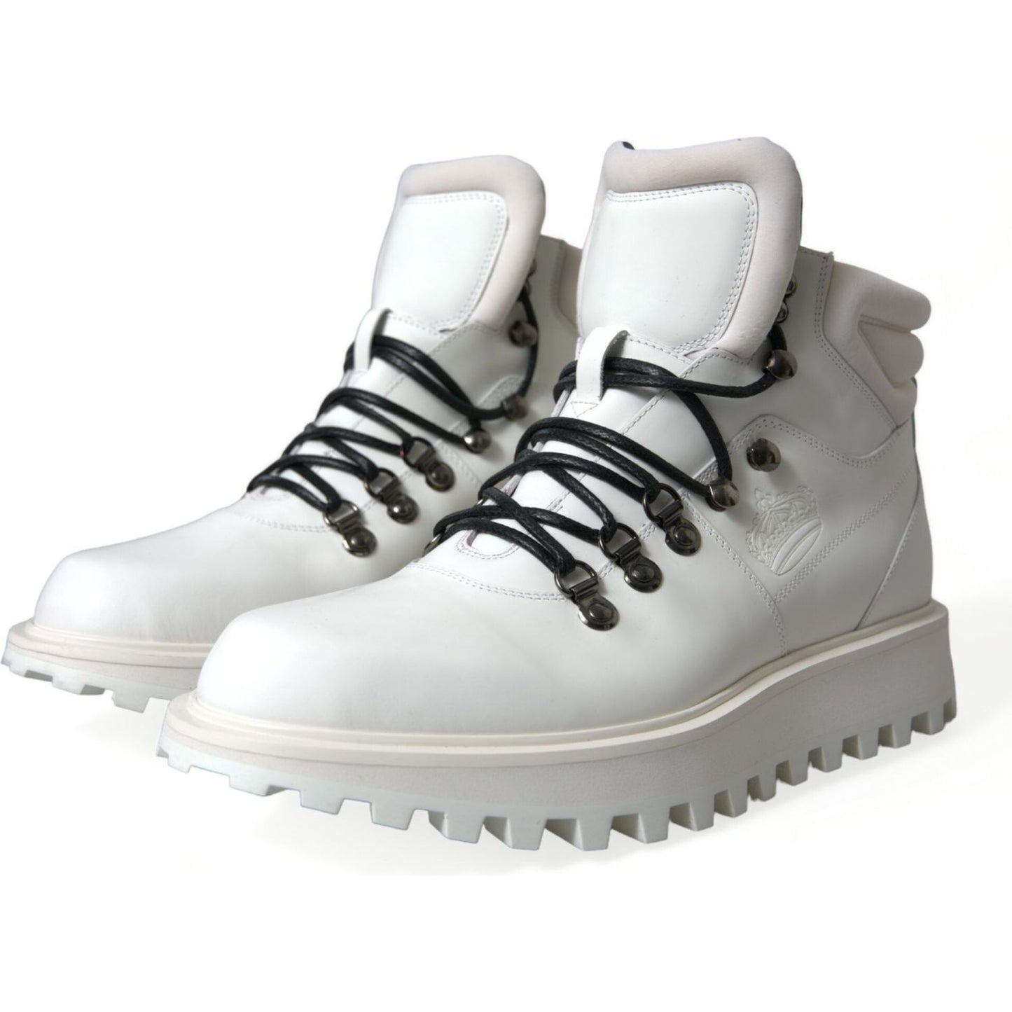 Dolce & Gabbana White Vulcano Trekking Ankle Boots Shoes MV5437-40.5