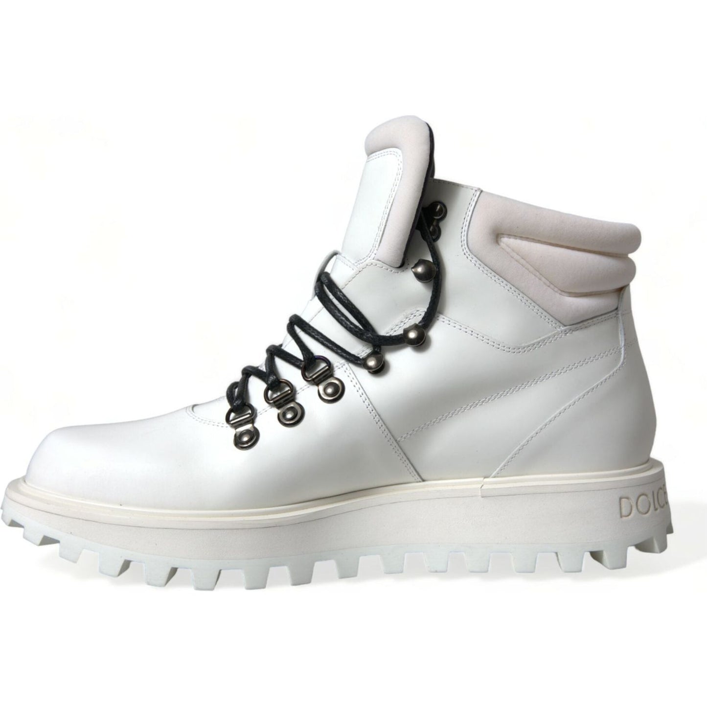 Dolce & Gabbana White Vulcano Trekking Ankle Boots Shoes MV5437-40.5