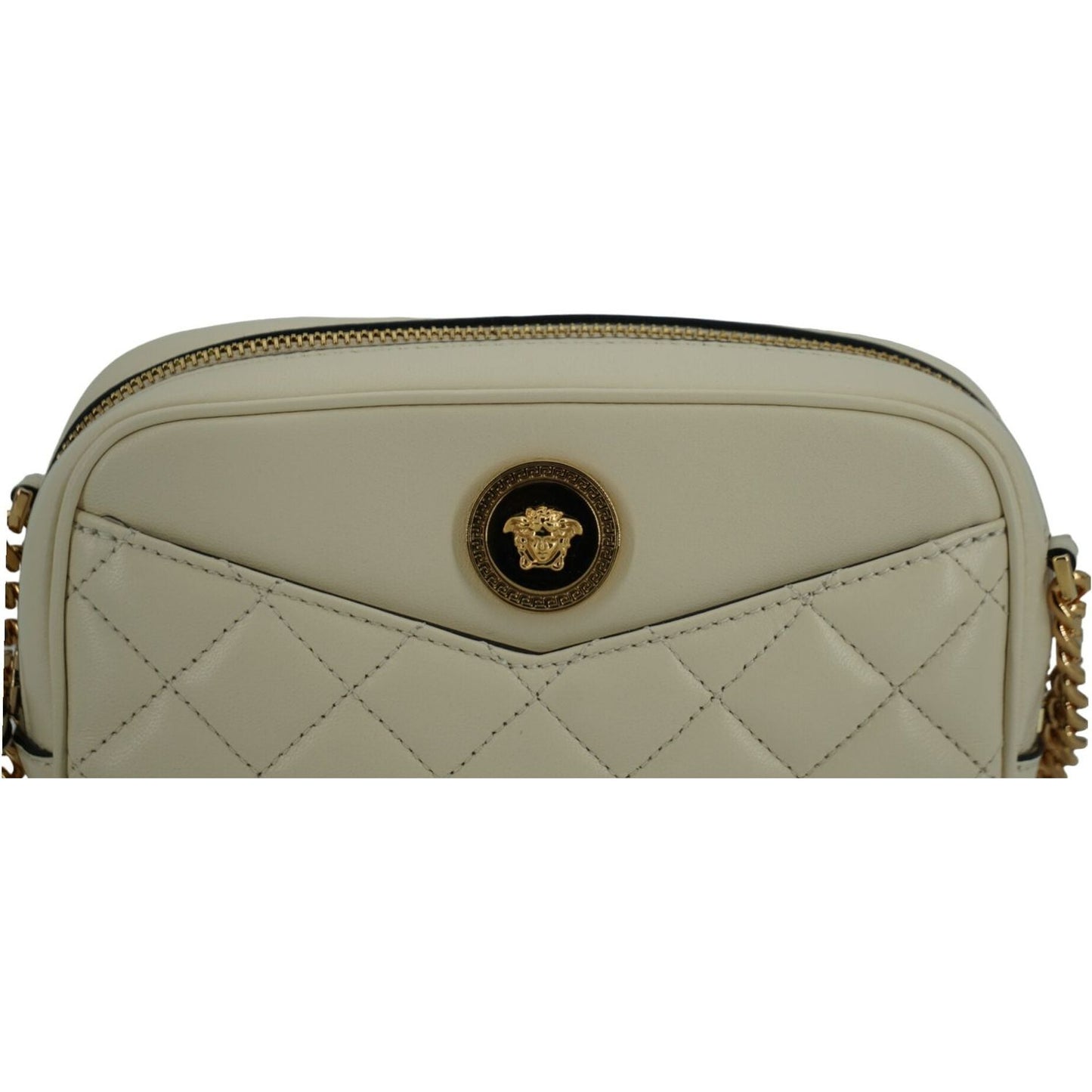 Versace Elegant White Lamb Leather Camera Bag 8056204191183