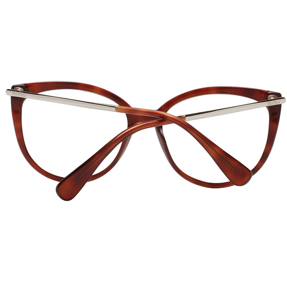 Max Mara Brown Women Glasses Frame with full-rim plastic butterfly style, includes branded case, no lenses effect, size 54-16-140.
