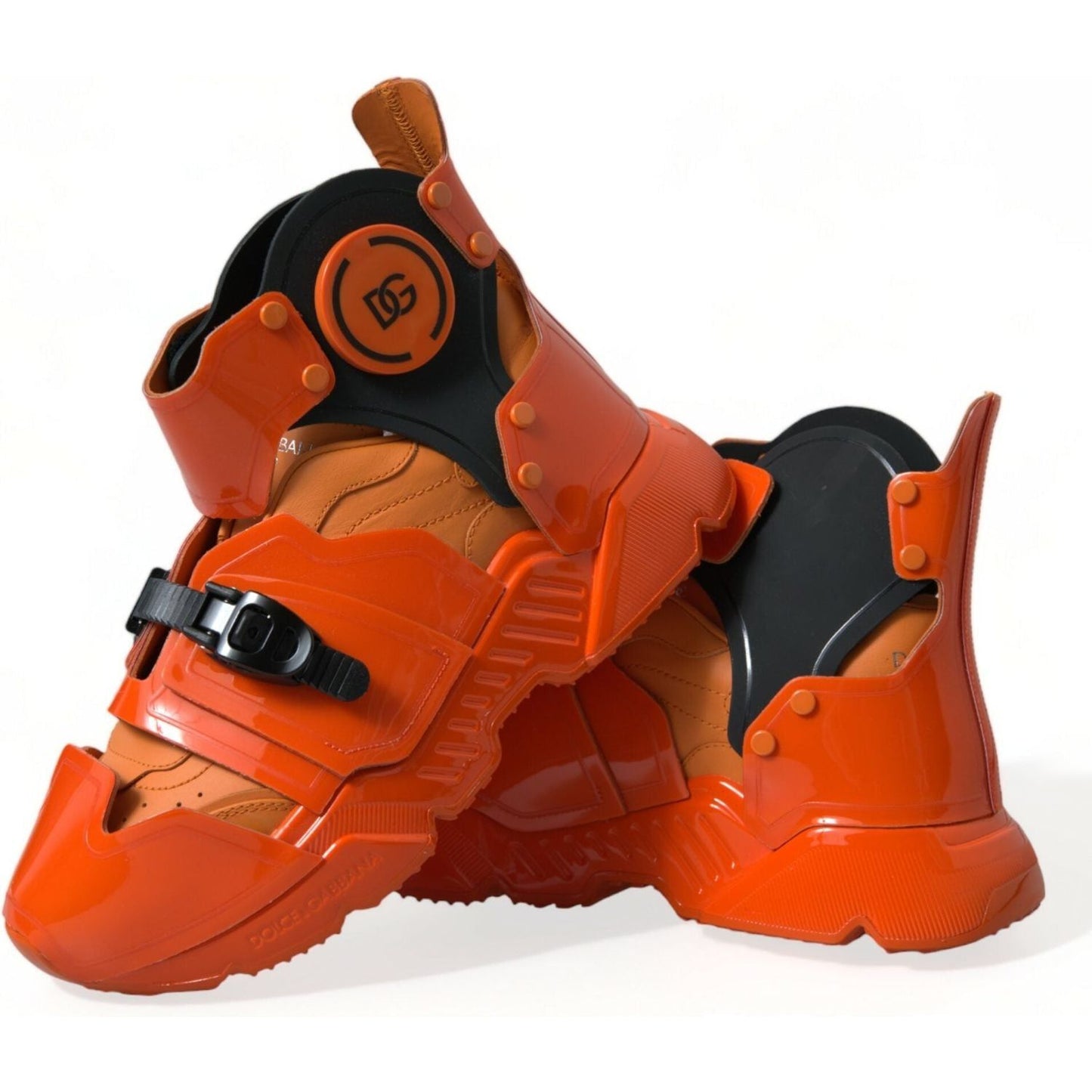 Dolce & Gabbana Orange Multi Panel Chunky High Top Sneakers Shoes MV5554-40