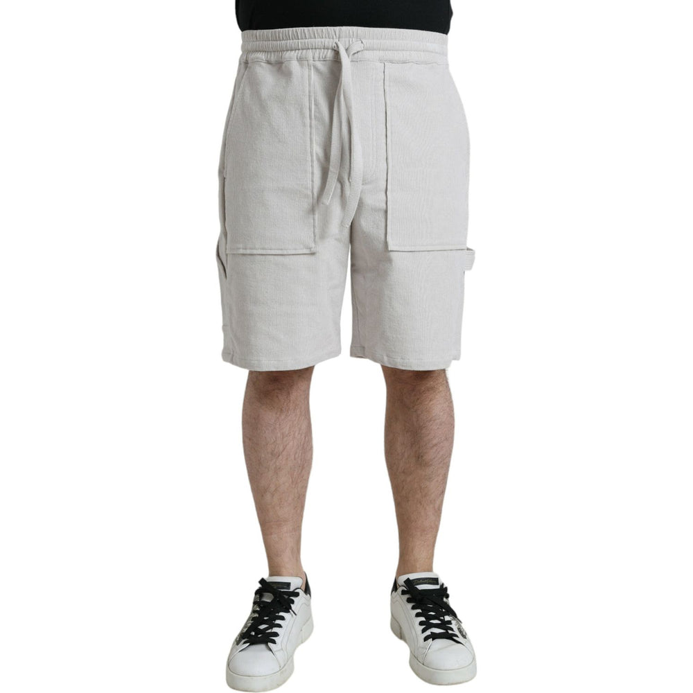 Dolce & Gabbana Beige Cotton Corduroy Logo Bermuda Shorts PAN75067-48