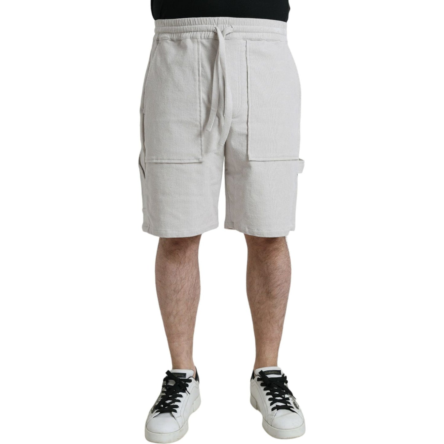 Dolce & Gabbana Beige Cotton Corduroy Logo Bermuda Shorts PAN75067-48