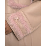 Dolce & Gabbana Beige Pink Lamb Leather Shearling Coat Jacket JKT3853-52