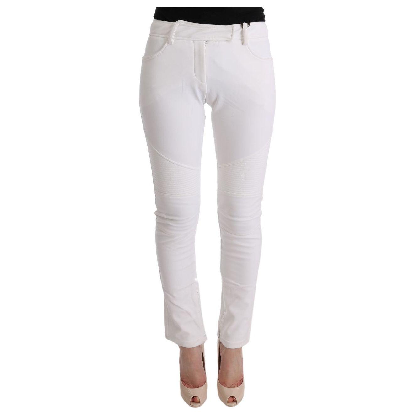 Ermanno Scervino White Cotton Slim Fit Casual Pants SIG30311-1