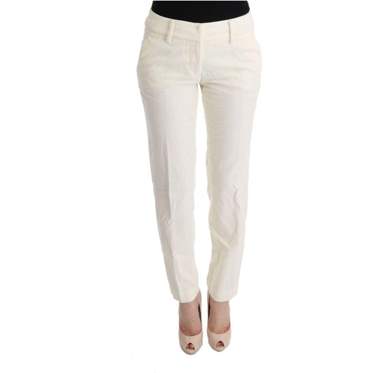 Ermanno Scervino White Cotton Regular Fit Casual Pants