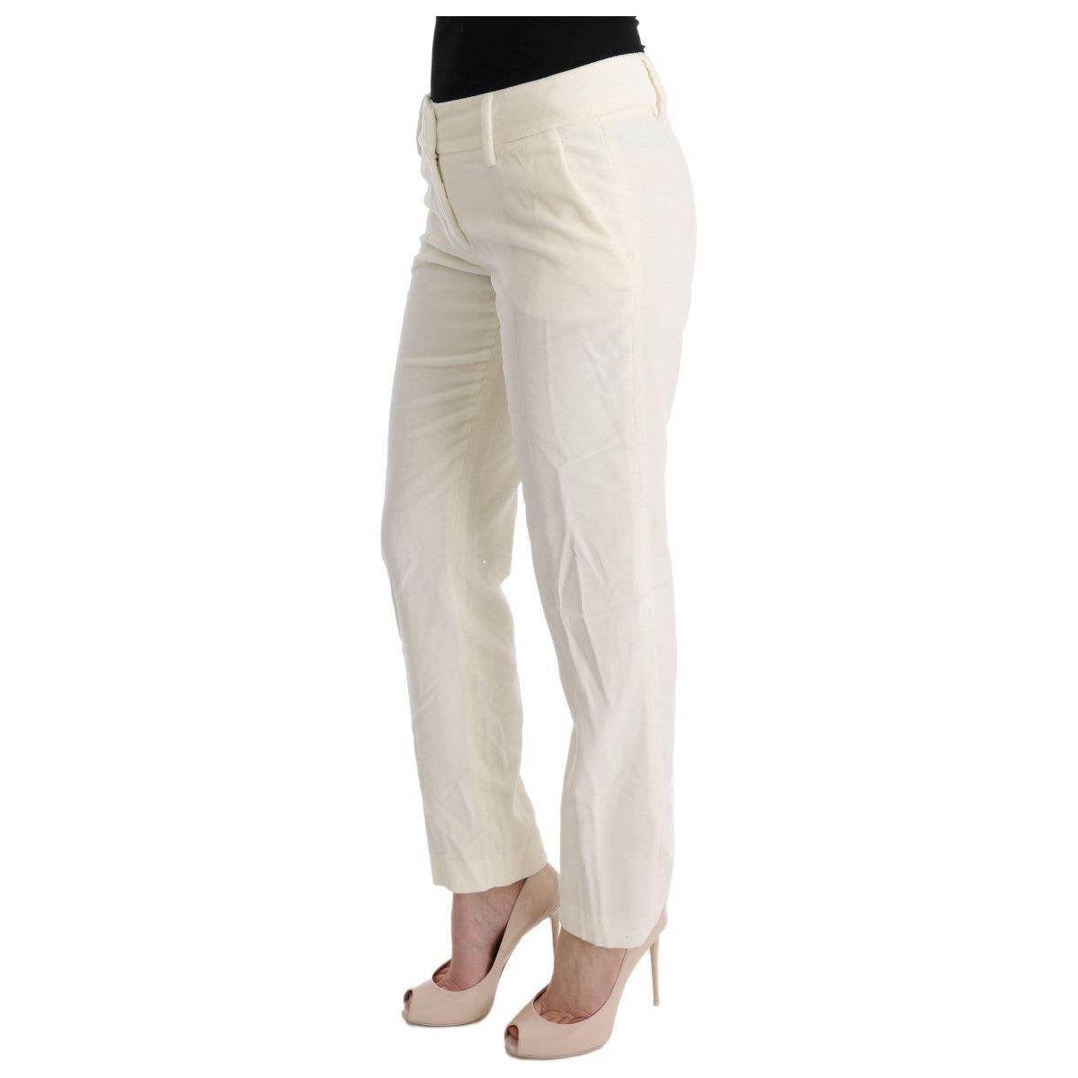 Ermanno Scervino White Cotton Regular Fit Casual Pants