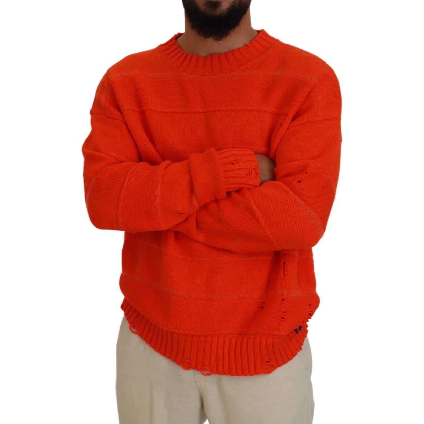 Dsquared² Orange Cotton Long Sleeves Men Pullover Sweater TSH83545-48