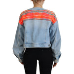 Dsquared² Orange Blue Panelled Button Front Denim Jacket JKT3515-38