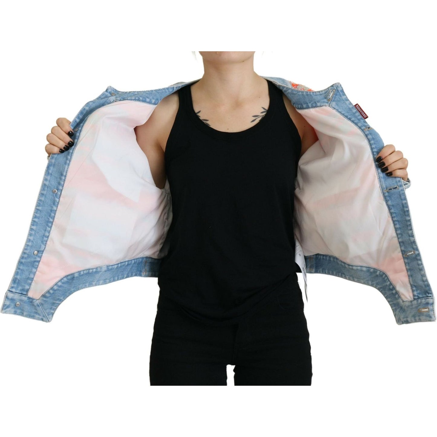 Dsquared² Orange Blue Panelled Button Front Denim Jacket JKT3515-38