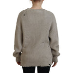 Dsquared² Beige Cotton Knitted Crewneck Pullover Sweater TSH83467-38
