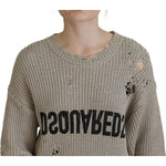 Dsquared² Beige Cotton Knitted Crewneck Pullover Sweater TSH83467-38