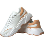 Dolce & Gabbana White Peach DAYMASTER Leather Sneakers Shoes LA10703-39.5