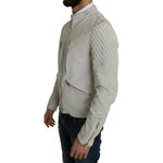 Dolce & Gabbana Leather White Biker Motorcycle Jacket JKT1266