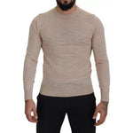 Dolce & Gabbana Beige Virgin Wool Crew Neck Pullover Sweater TSH7946-46