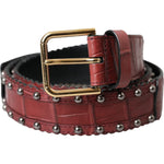 Dolce & Gabbana Brown Alligator Leather Studded Metal Buckle Belt BEL9194-85
