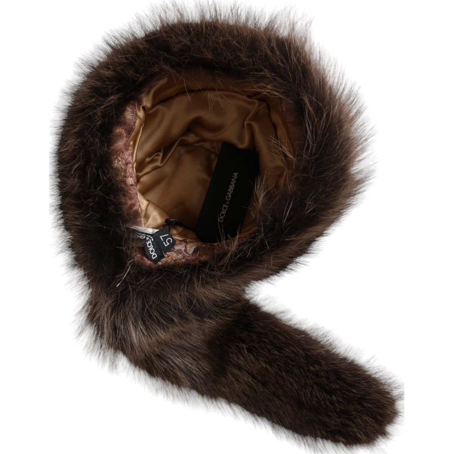 Dolce & Gabbana Women Brown Raccoon Fur Bucket Hat HAT9581-57