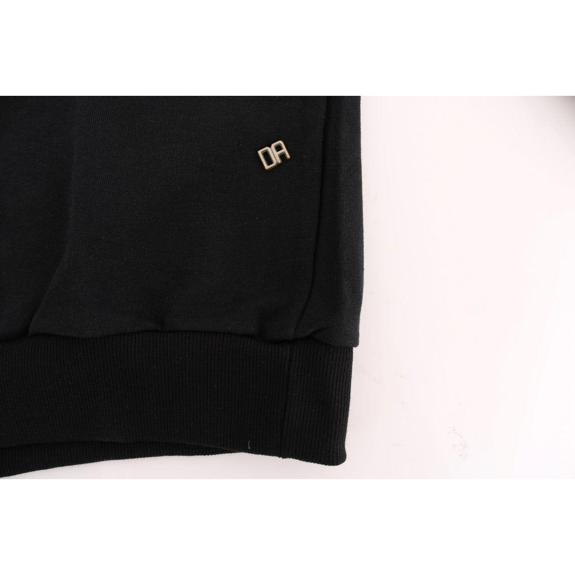 Daniele Alessandrini Black Gym Casual Hooded Cotton Sweater