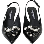 Dolce & Gabbana Black Patent Leather Crystal Slingback Shoes Dolce & Gabbana Dark Slate Gray