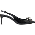 Dolce & Gabbana Black Patent Leather Crystal Slingback Shoes Dolce & Gabbana Dark Slate Gray