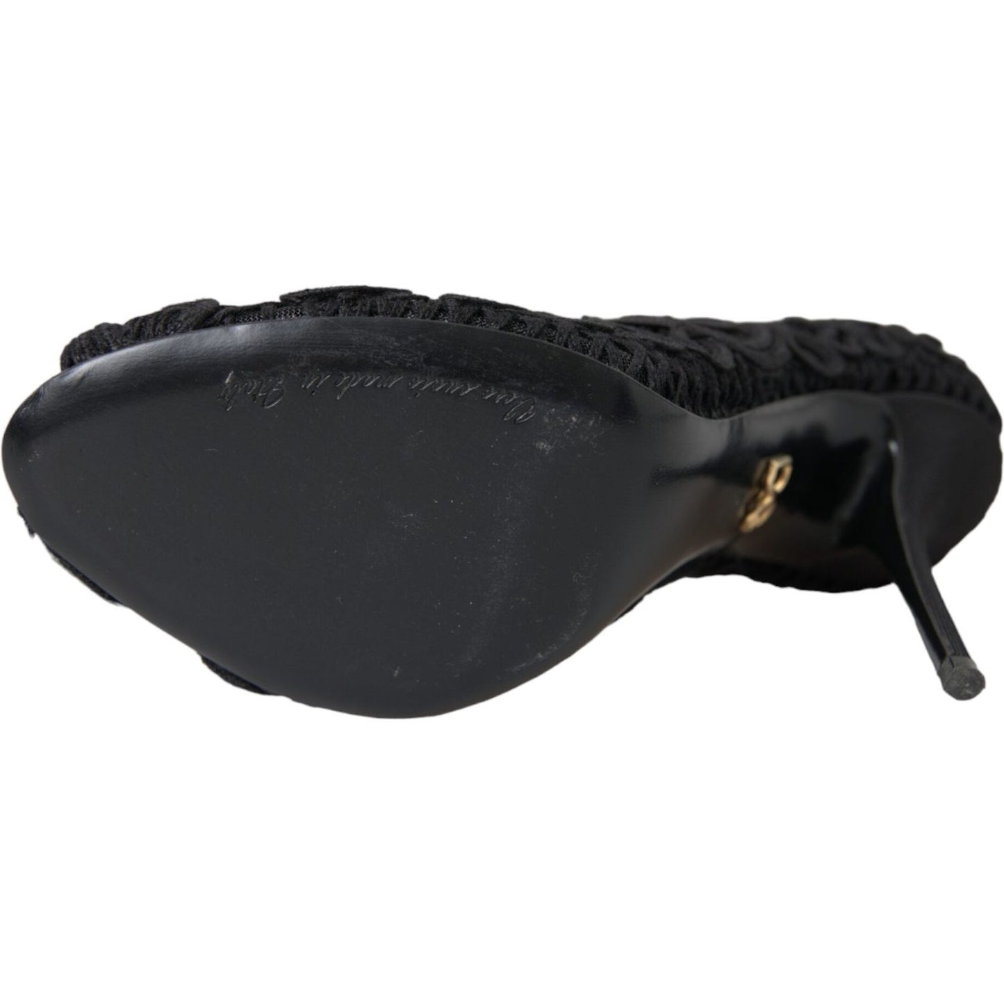Dolce & Gabbana Black Cordonetto Ricamo Pump Open Toe Shoes LA11181-38
